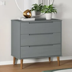 vidaXL - Ladekast - Grijs - Grenenhout