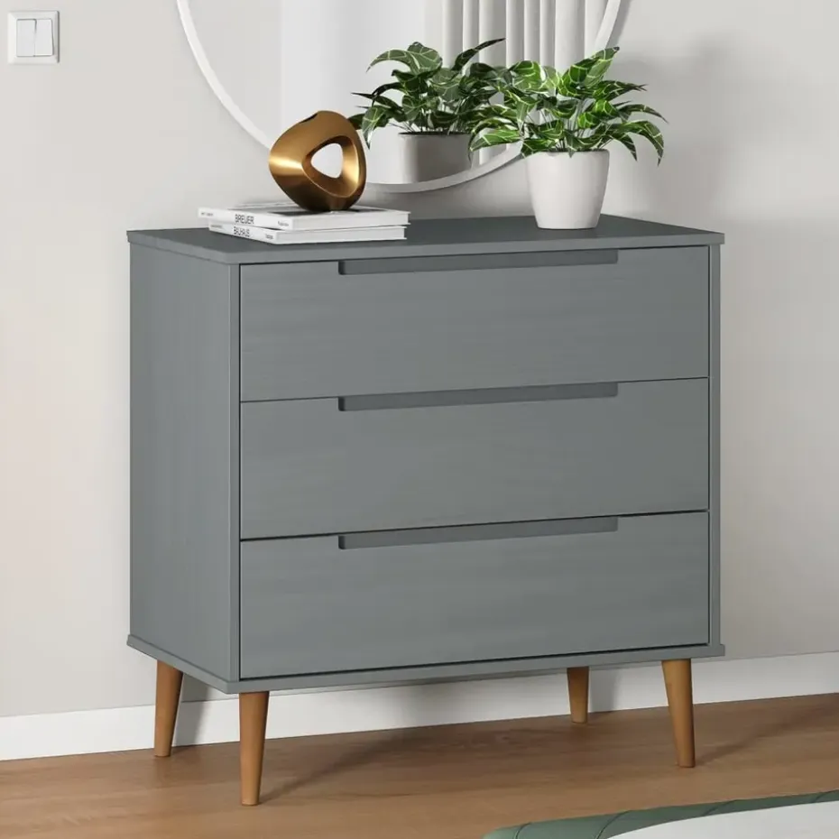 vidaXL - Ladekast - Grijs - Grenenhout