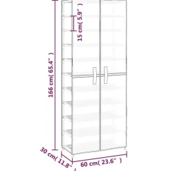 vidaXL - 10-lagen Schoenenkast met 2 deuren - Grijs - Stof - 60x30x166 cm