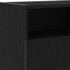 vidaXL - LED TV-meubel met 2 deuren - Zwart eiken - Hout en glas - 120x30x50 cm