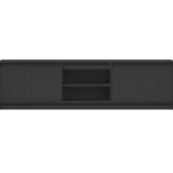 vidaXL - LED TV-meubel met 4 deuren en 2 vakken - Zwart - Hout - 180x34x50 cm