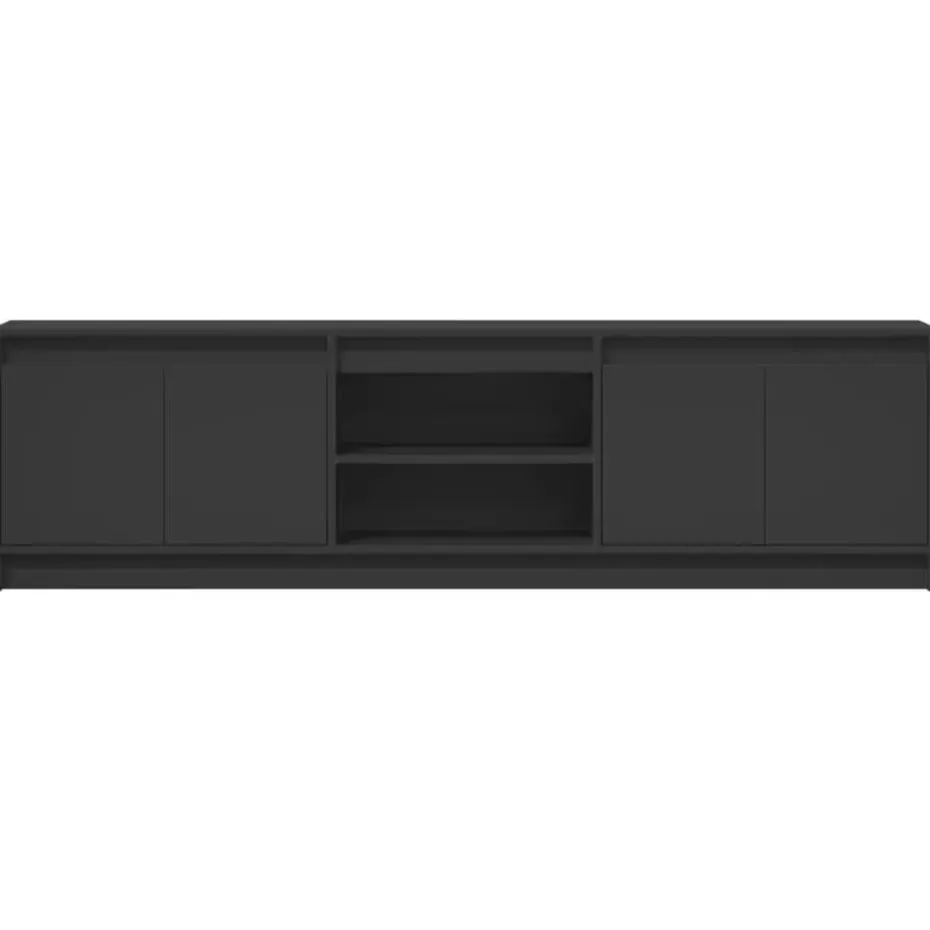 vidaXL - LED TV-meubel met 4 deuren en 2 vakken - Zwart - Hout - 180x34x50 cm