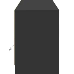 vidaXL - LED TV-meubel met 4 deuren en 2 vakken - Zwart - Hout - 180x34x50 cm