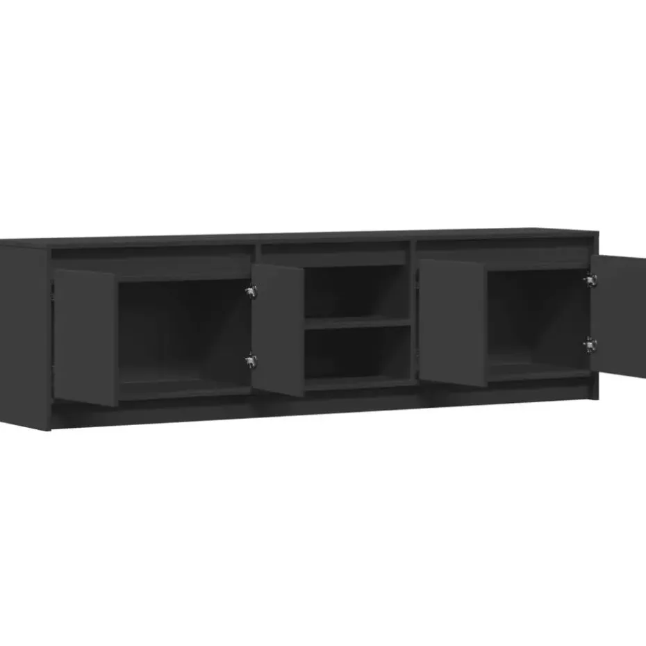 vidaXL - LED TV-meubel met 4 deuren en 2 vakken - Zwart - Hout - 180x34x50 cm