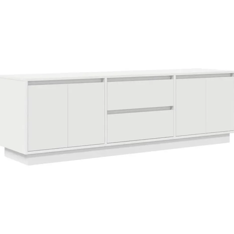 vidaXL - LED TV-meubel met 2 lades en 4 deuren - Wit - Hout - 160.5x41x50 cm