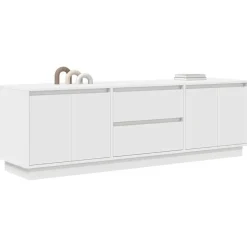 vidaXL - LED TV-meubel met 2 lades en 4 deuren - Wit - Hout - 160.5x41x50 cm