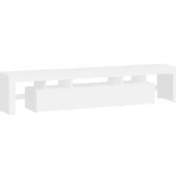 vidaXL - LED TV-meubel met 3 deuren en glas legplanken - Wit - 200x36.5x40 cm