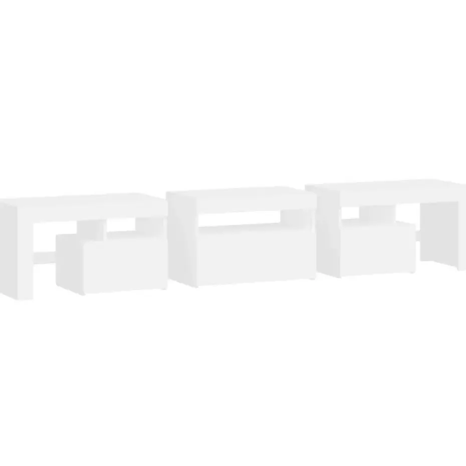 vidaXL - LED TV-meubel met 3 deuren en glas legplanken - Wit - 200x36.5x40 cm