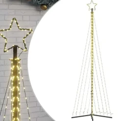 vidaXL - LED-kerstboom met spikes 495 LEDs 123x300,5 cm - Warmwit - Koper, ijzer