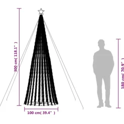 vidaXL - LED-kerstboom met spikes 688 LEDs 100x300 cm - Warmwit - Koper, ijzer