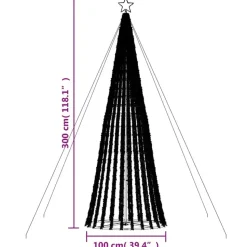 vidaXL - LED-kerstboom met spikes 688 LEDs 100x300 cm - Koudwit - Koper, ijzer