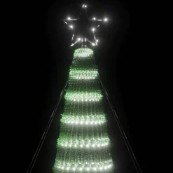 vidaXL - LED-kerstboom met spikes 688 LEDs 100x300 cm - Koudwit - Koper, ijzer