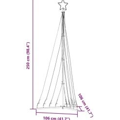 vidaXL - LED-kerstboom met spikes 447 LEDs 106x250 cm - Warmwit - Koper, ijzer
