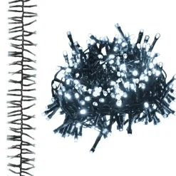 vidaXL - Led-slinger - Cold white and dark green - 11 m