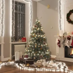 vidaXL - Led-slinger - Cold white and dark green - 11 m