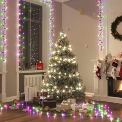 vidaXL - Led-slinger - Pastel multicolour and dark green - 25 m