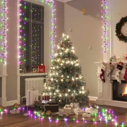 vidaXL - Led-slinger - Pastel multicolour and dark green - 13 m