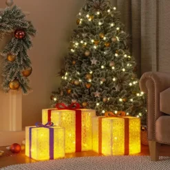 vidaXL - Lichtgevende Kerstdoos - Wit - 3 stuks