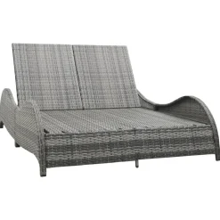 vidaXL - Ligstoel - Antraciet - Poly rattan - 200 x 132 x 45 cm