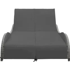 vidaXL - Ligstoel - Antraciet - Poly rattan - 200 x 132 x 45 cm