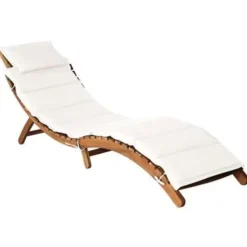 vidaXL - Ligstoel - Crème - Hout