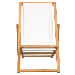 vidaXL - Ligstoel - Crème - Teakhout