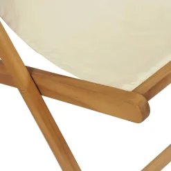 vidaXL - Ligstoel - Crème - Teakhout