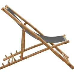 vidaXL - Ligstoel - Donkergrijs - Bamboe en canvas