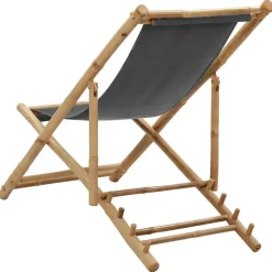 vidaXL - Ligstoel - Donkergrijs - Bamboe en canvas