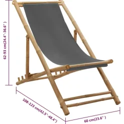 vidaXL - Ligstoel - Donkergrijs - Bamboe en canvas