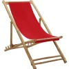 vidaXL - Ligstoel - Rood - Bamboe en canvas