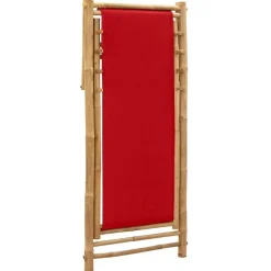 vidaXL - Ligstoel - Rood - Bamboe en canvas