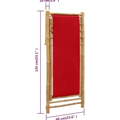 vidaXL - Ligstoel - Rood - Bamboe en canvas