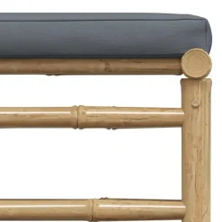 vidaXL - Loungeset - Donkergrijze - Bamboe - 3 stuks - Met kussens