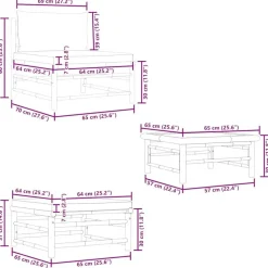 vidaXL - Loungeset - Donkergrijze - Bamboe - 3 stuks - Met kussens