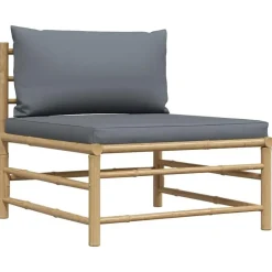 vidaXL - Loungeset - Donkergrijze - Bamboe - 3 stuks - Met kussens