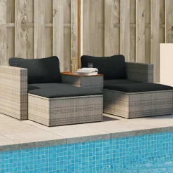 vidaXL - Loungeset - Grijs - Poly rattan