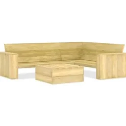 vidaXL - Loungeset Voor De Tuin - Bruin - Geïmpregneerd grenenhout