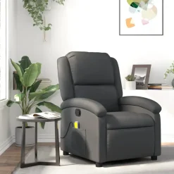 vidaXL - Massagestoel - Grijs - Leer