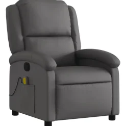 vidaXL - Massagestoel - Grijs - Leer