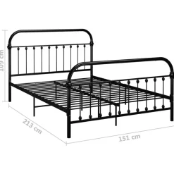 vidaXL - Meatlen bed met hoofdbord - Zwart - Metaal - 140x200 cm