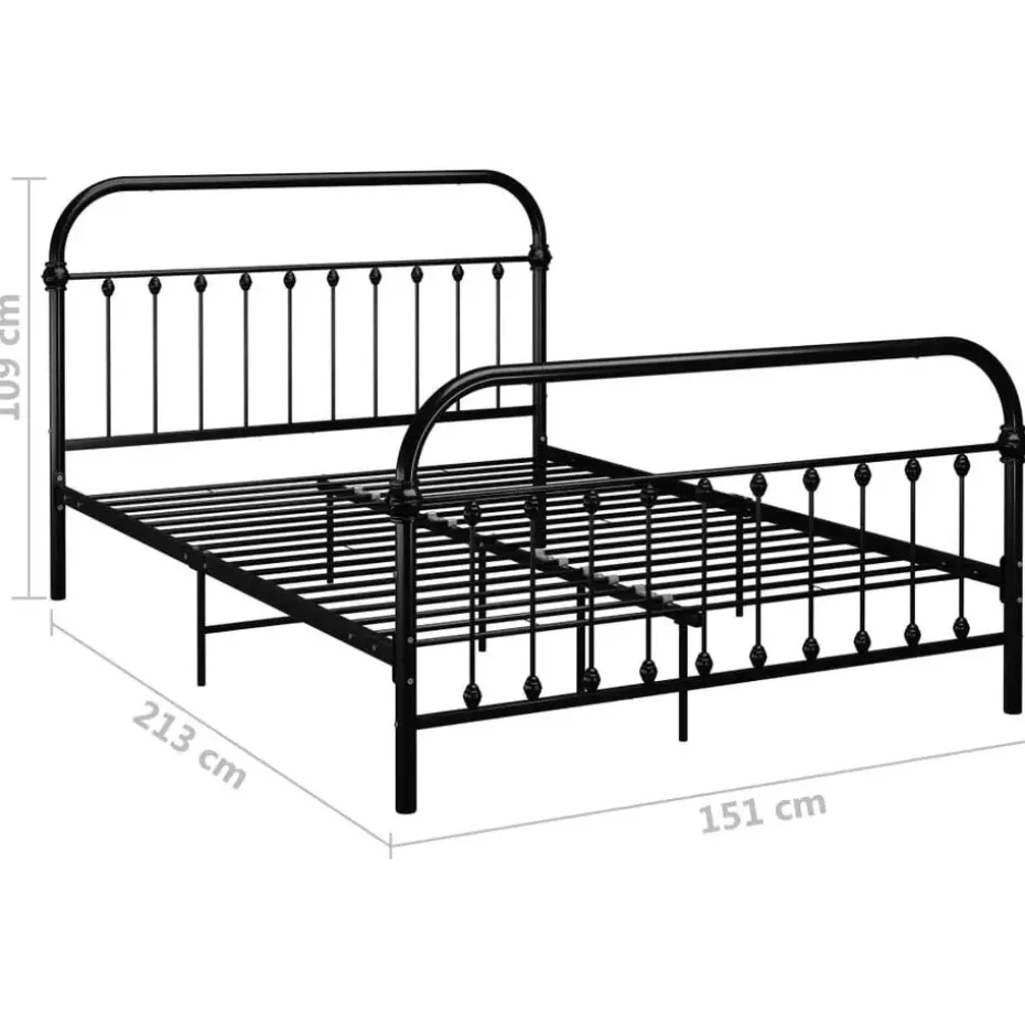 vidaXL - Meatlen bed met hoofdbord - Zwart - Metaal - 140x200 cm