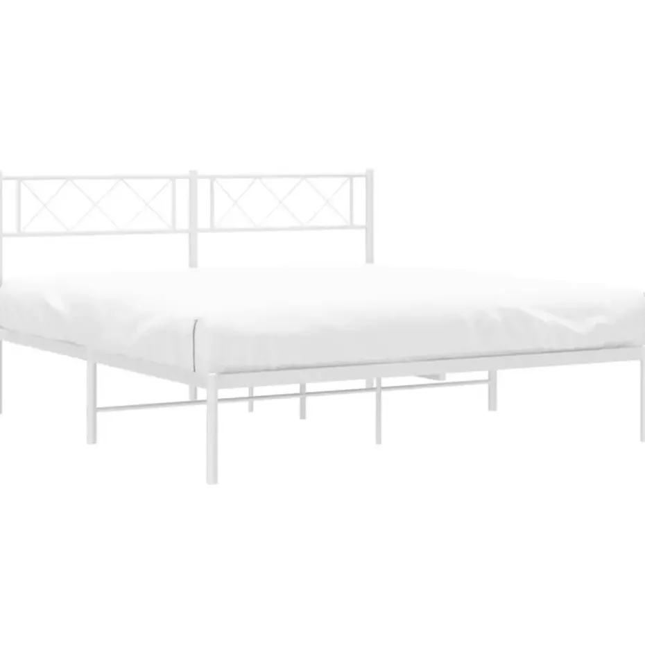 vidaXL - Metalen bed met hoofdbord - Wit - 120x200 cm