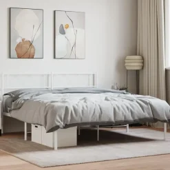 vidaXL - Metalen bed met hoofdbord - Wit - 120x200 cm