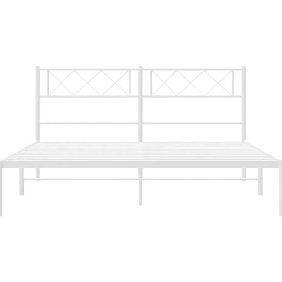 vidaXL - Metalen bed met hoofdbord - Wit - 120x200 cm