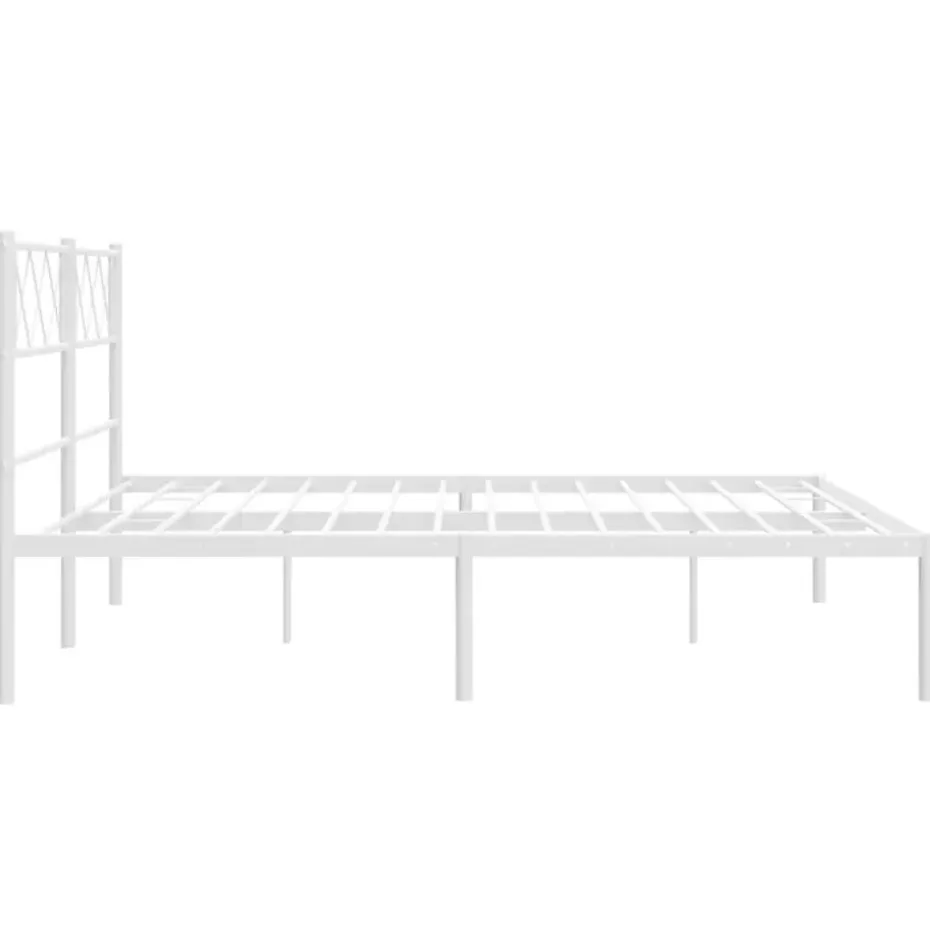vidaXL - Metalen bed met hoofdbord - Wit - 120x200 cm