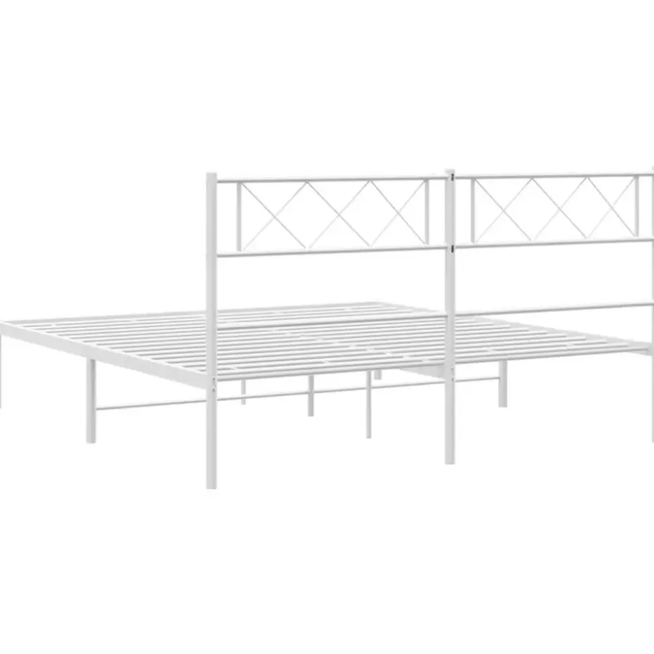 vidaXL - Metalen bed met hoofdbord - Wit - 120x200 cm