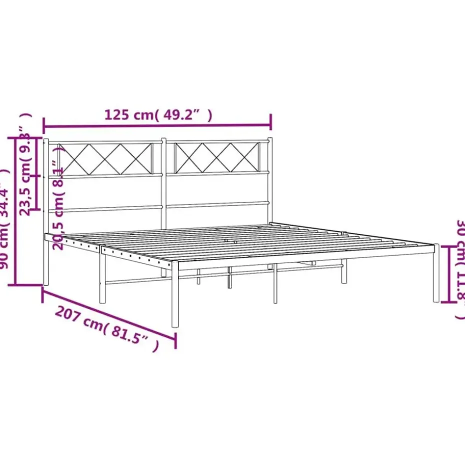 vidaXL - Metalen bed met hoofdbord - Wit - 120x200 cm
