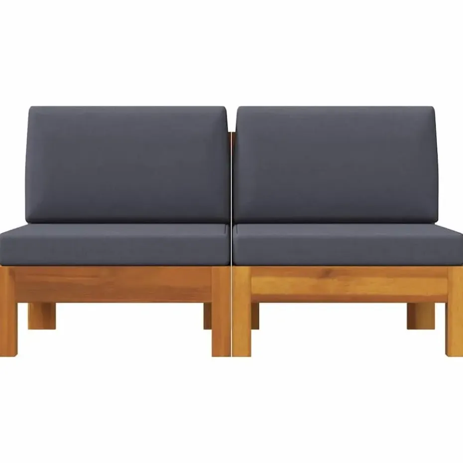 vidaXL - Middenbanken - Grijs - Acaciahout - 2 stuks - Met kussens