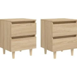 vidaXL - Nachtkastje - Bruin - Grenenhout - 2 stuks